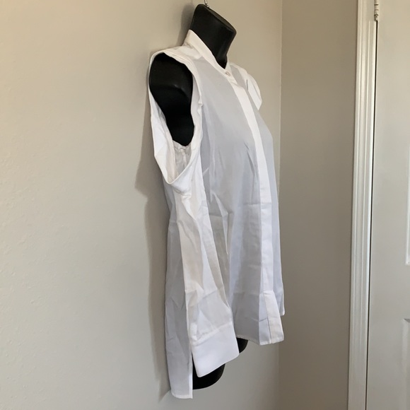 BCBG MaxAzria Nishani Cold Shoulder Bib Collar Button Down Long Sleeve Shirt - Picture 7 of 13